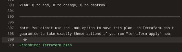 Results of terraform Plan